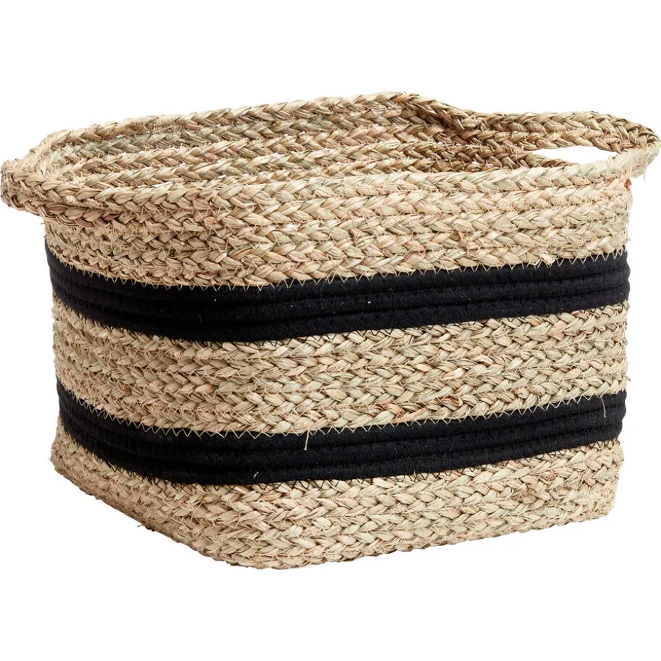 Mand Lorrach Zwart Naturel 28x28x21 cm